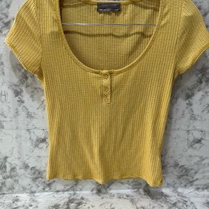 Urban Outfitters Yellow White Striped Top Women's Size Medium M